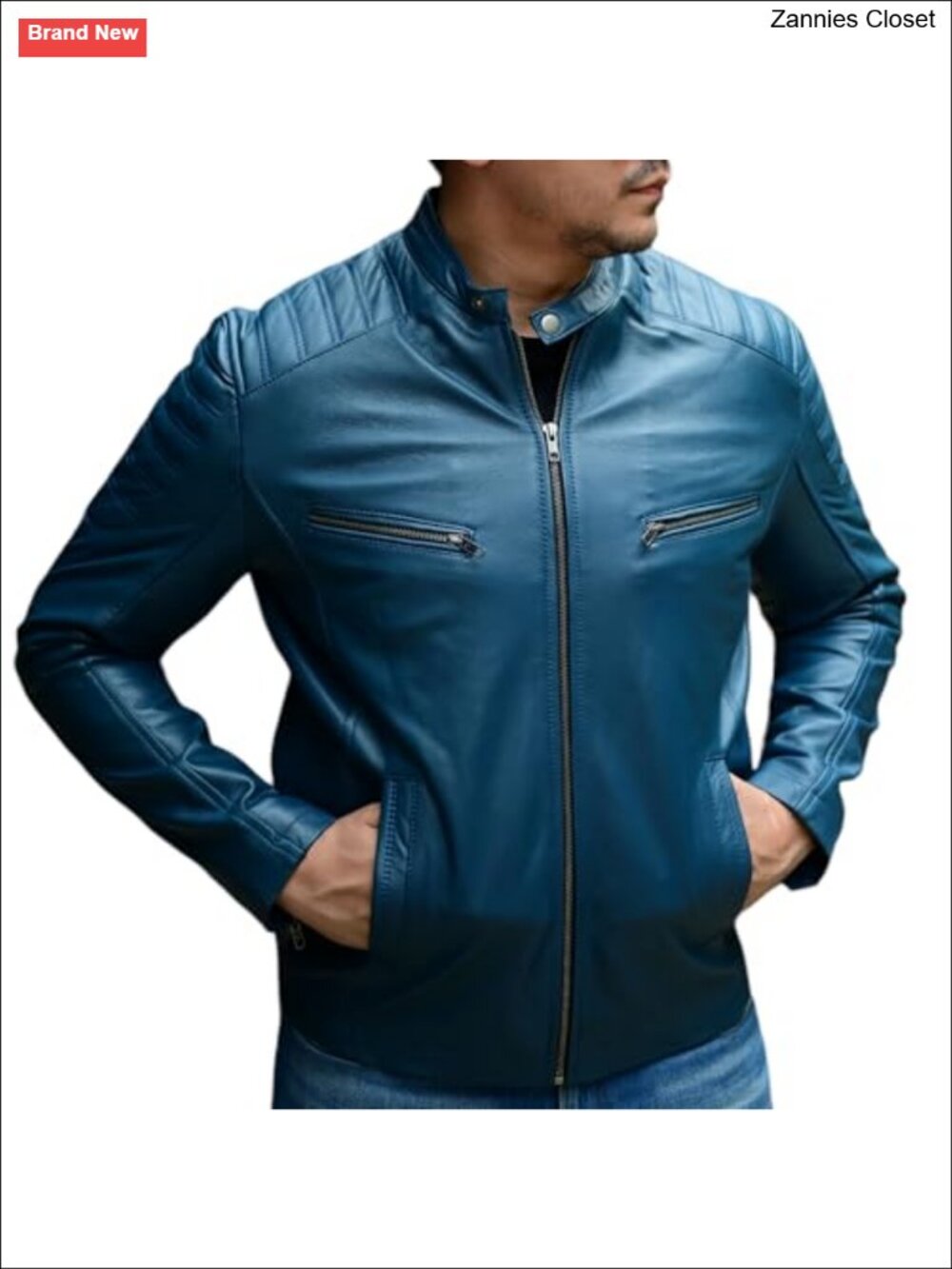 Mens Lambskin Leather Jacket Biker Quilted Cafe Racer Motorcycle